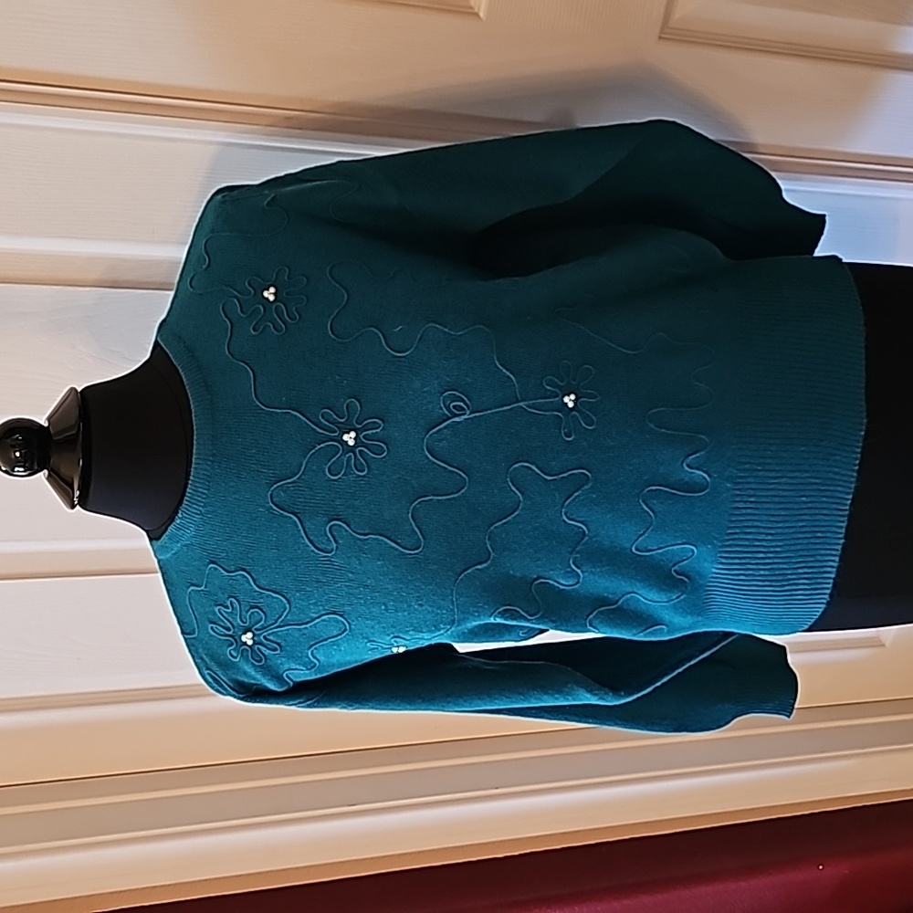 Christmas green beaded sweater.